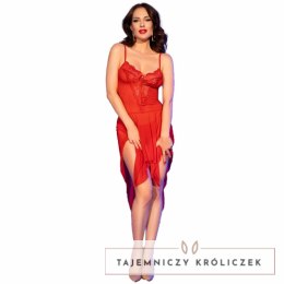 Chilirose CR 4847 Babydoll L/XL czerwona, tiulowa koronka CHILIROSE