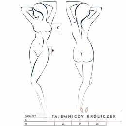 Passion Sayla komplet damski czarny S/M - top, stringi, pas do pończoch Passion