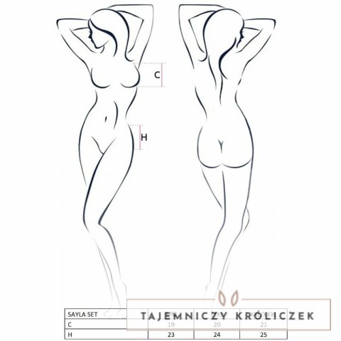 Passion Sayla komplet damski czarny S/M - top, stringi, pas do pończoch Passion
