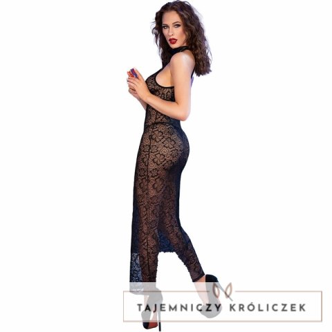 Chilirose CR 4690 Długa babydoll z koronką i stringi czarne L CHILIROSE