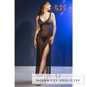 Chilirose CR 4723 Długa Babydoll z Koronki i Stringi Czarna L CHILIROSE