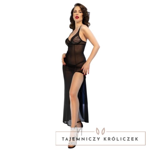 Chilirose CR 4723 Długa Koszulka Babydoll i Stringi Czarna M CHILIROSE