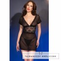 Chilirose CR 4830 Czarna koszulka damska z tiulu L CHILIROSE