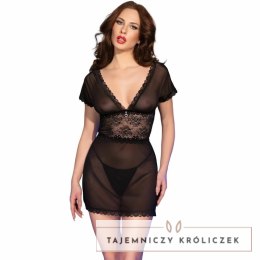 Chilirose CR 4830 Czarna koszulka nocna z tiulu M CHILIROSE