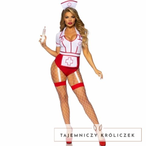 Leg Avenue Kostium Pielęgniarki Czerwono-Biały M - body, fartuszek, opaska LEG AVENUE
