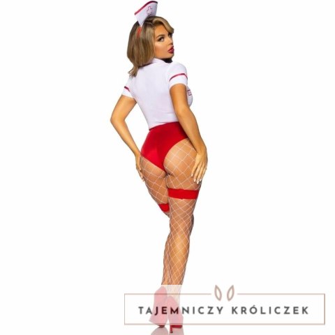 Leg Avenue Kostium Pielęgniarki Czerwono-Biały M - body, fartuszek, opaska LEG AVENUE
