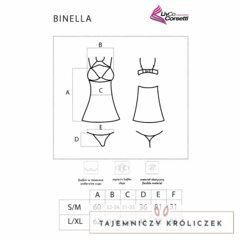 LivCo Corsetti Binella - Zestaw Babydoll i Stringi Czarny, Koronkowy LIVCO CORSETTI