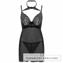 Livco Corsetti Binella - Czarny komplet babydoll z koronką i stringami LIVCO CORSETTI