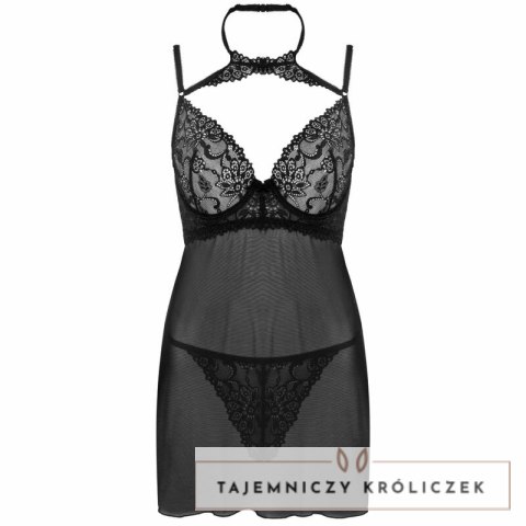 Livco Corsetti Binella - Czarny komplet babydoll z koronką i stringami LIVCO CORSETTI