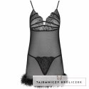 Livco Corsetti Zerunam - Czarny komplet babydoll z koronką i stringami LIVCO CORSETTI