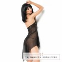 Chilirose CR 3884 Babydoll czarny L/XL - elegancka koronka, wiązana na szyi CHILIROSE