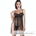 Chilirose CR 4496 babydoll czarny S/M z fiszbinami i koronką CHILIROSE