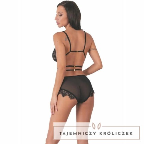 Livco Corsetti Drezna LC 90733 czarny komplet koronkowy z ozdobnymi zapięciami LIVCO CORSETTI