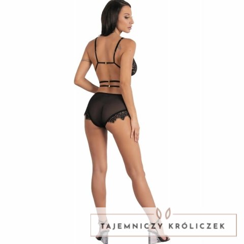 Livco Corsetti Drezna LC 90733 czarny komplet koronkowy z ozdobnymi zapięciami LIVCO CORSETTI