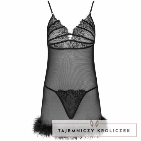 Livco Corsetti Zerunam czarny komplet babydoll z koronką i stringami LIVCO CORSETTI