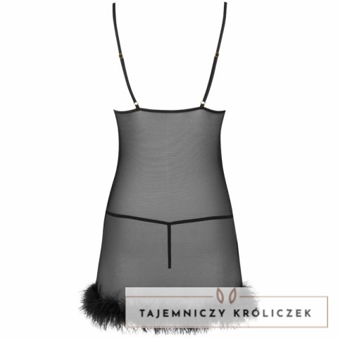 Livco Corsetti Zerunam czarny komplet babydoll z koronką i stringami LIVCO CORSETTI