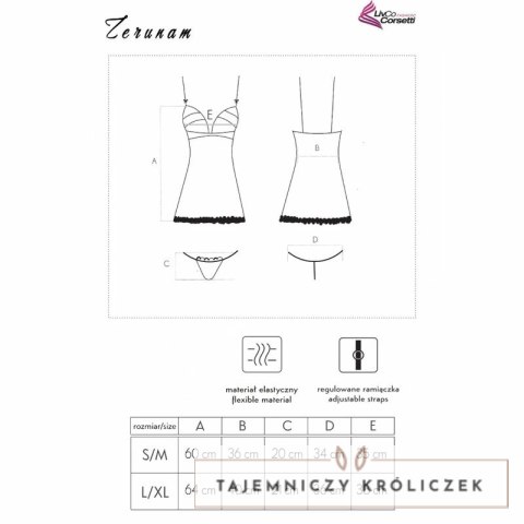 Livco Corsetti Zerunam czarny komplet babydoll z koronką i stringami LIVCO CORSETTI
