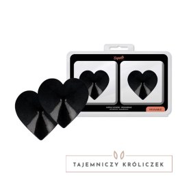 Coquette Chic Desire Osłony na sutki czarne serca metalowe wielokrotnego użytku COQUETTE
