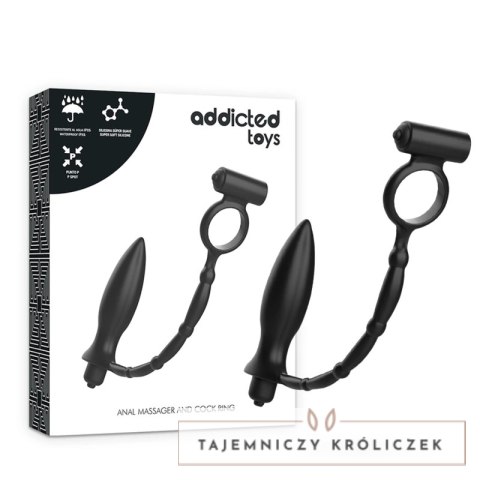 Addicted Toys wtyczka anatomiczna z pierścieniem i funkcją wibracji, czarna ADDICTED