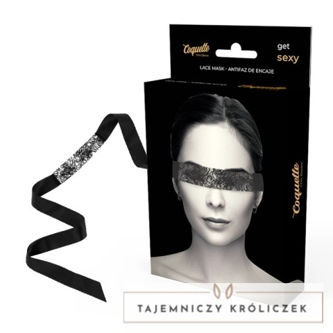 Coquette Chic Desire Koronkowa Maska na Oczy Czarna ze Wstążką COQUETTE