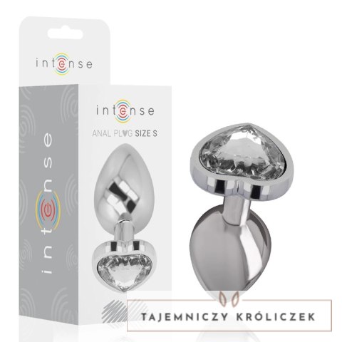 Intense Aluminium Plug S z Białym Kryształem - Rozmiar S, 7 cm INTENSE