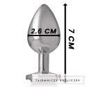Intense Aluminium Plug S z Białym Kryształem - Rozmiar S, 7 cm INTENSE