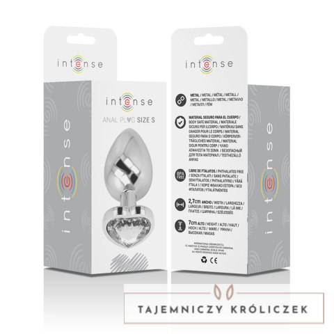 Intense Aluminium Plug S z Białym Kryształem - Rozmiar S, 7 cm INTENSE