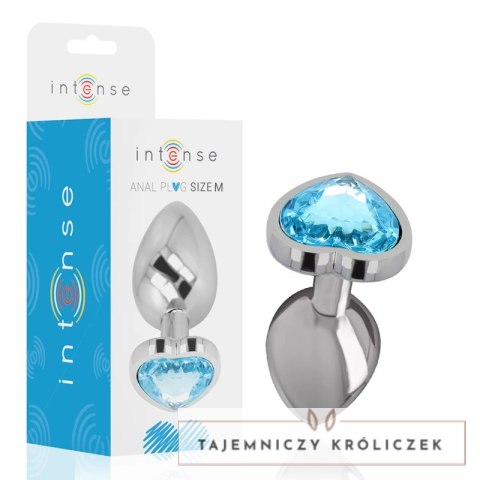 Intense Metalowy Korek Anatomiczny M Niebieskie Serce 8 cm INTENSE