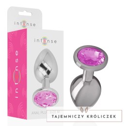 Intense Plug Metalowy z Rożowym Kryształem Rozmiar M Elegancki Design INTENSE