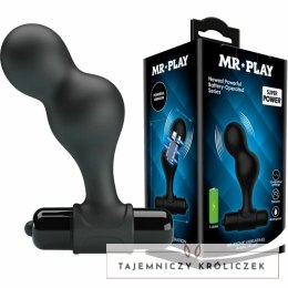 MR PLAY Czarny silikonowy wibrator analny 10 trybow, kompaktowy MR PLAY