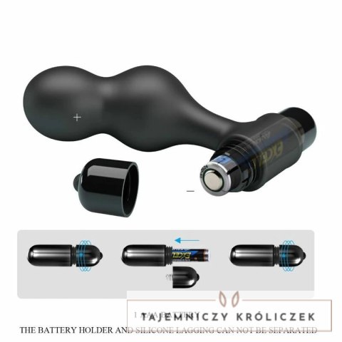 MR PLAY Czarny silikonowy wibrator analny 10 trybow, kompaktowy MR PLAY