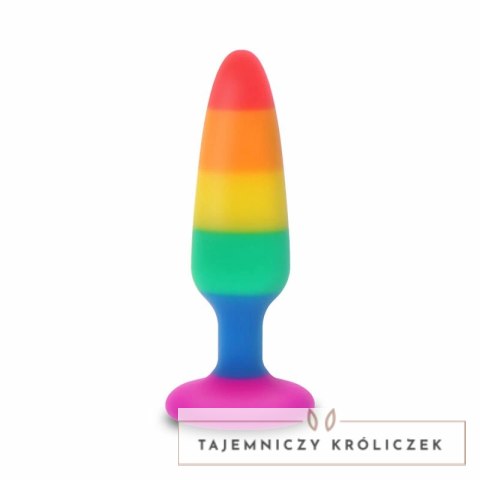 TOYJOY Pride Twink Plug Medium silikonowy 8,5 cm tęczowy PRIDE
