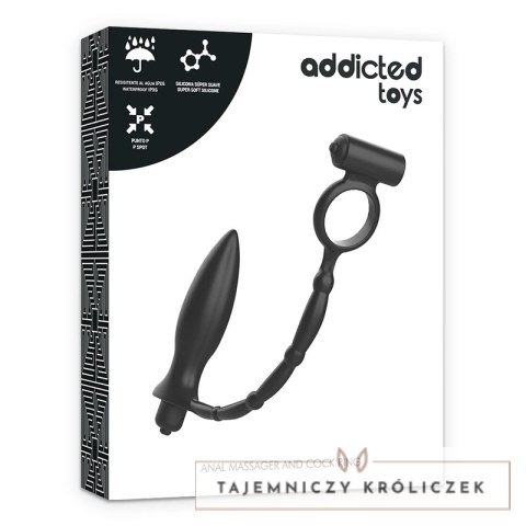 Addicted Toys wtyczka anatomiczna z pierścieniem i funkcją wibracji, czarna ADDICTED