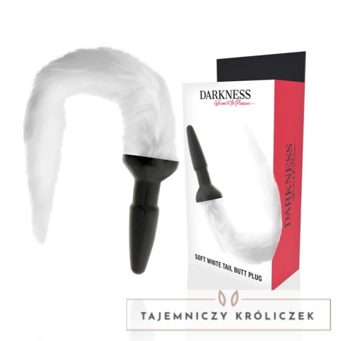 Darkness silikonowy korek z białym ogonkiem 12 cm anatomiczny DARKNESS
