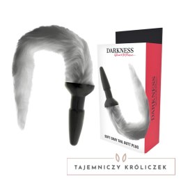 Darkness silikonowy korek z szarym futrzanym ogonem 12 cm DARKNESS