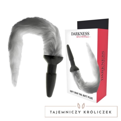Darkness silikonowy korek z szarym futrzanym ogonem 12 cm DARKNESS