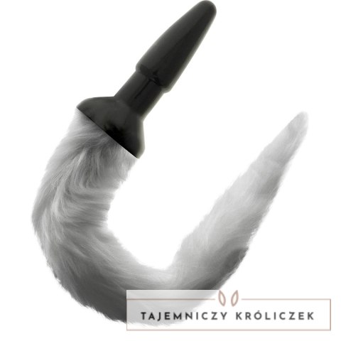 Darkness silikonowy korek z szarym futrzanym ogonem 12 cm DARKNESS