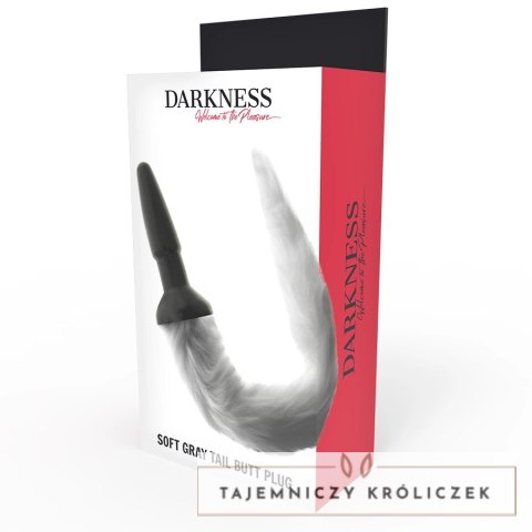 Darkness silikonowy korek z szarym futrzanym ogonem 12 cm DARKNESS