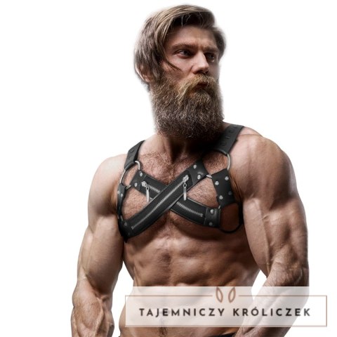 Fetish Submissive Attitude Bulldog - uprząż neoprenowa z zamkami, regulowana, czarna FETISH SUBMISSIVE