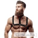 Fetish Submissive Attitude - Uprząż na klatkę piersiową z eko-skory, regulowana, z naszyjnikiem FETISH SUBMISSIVE