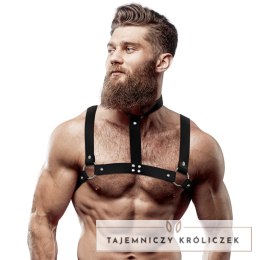 Fetish Submissive Attitude - Uprząż na klatkę piersiową z eko-skory, regulowana, z naszyjnikiem FETISH SUBMISSIVE