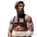 Fetish Submissive Attitude - Uprząż na klatkę piersiową z eko-skory, regulowana, z naszyjnikiem FETISH SUBMISSIVE