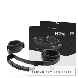 Fetish Submissive Kajdanki neoprenowe z uchwytem, regulowane, czarne FETISH SUBMISSIVE