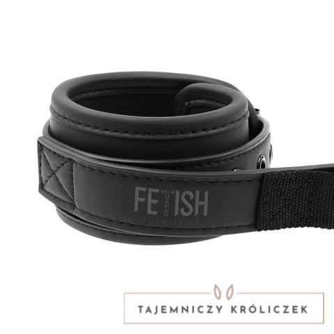 Fetish Submissive Kajdanki neoprenowe z uchwytem, regulowane, czarne FETISH SUBMISSIVE