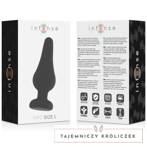 Intense Pipo L Czarny Korek Silikonowy 13 cm Anatomiczny Design INTENSE