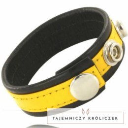 Metal Hard Skorzany Pasek Regulowany, żołto-czarny, uniwersalny rozmiar LEATHER BODY