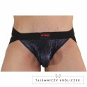 BURN 006 Jockstraps błyszczący niebiesko-czarny M - stylowy design BURN