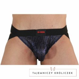 BURN 006 Jockstraps błyszczący niebiesko-czarny M - stylowy design BURN