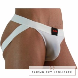 BURN Jock 007 Lycra Biały L - stylowy pas biodrowy z elastycznego materiału BURN