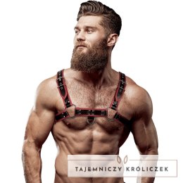 Fetish Submissive Attitude Uprząż męska na klatkę piersiową czarno-czerwona, eco-skora FETISH SUBMISSIVE